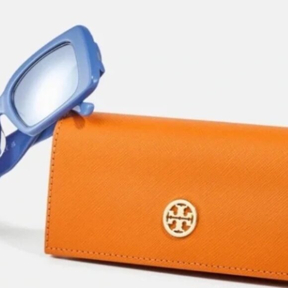 NEW Tory Burch Blue Rectangular Sunglasses - Picture 3 of 5